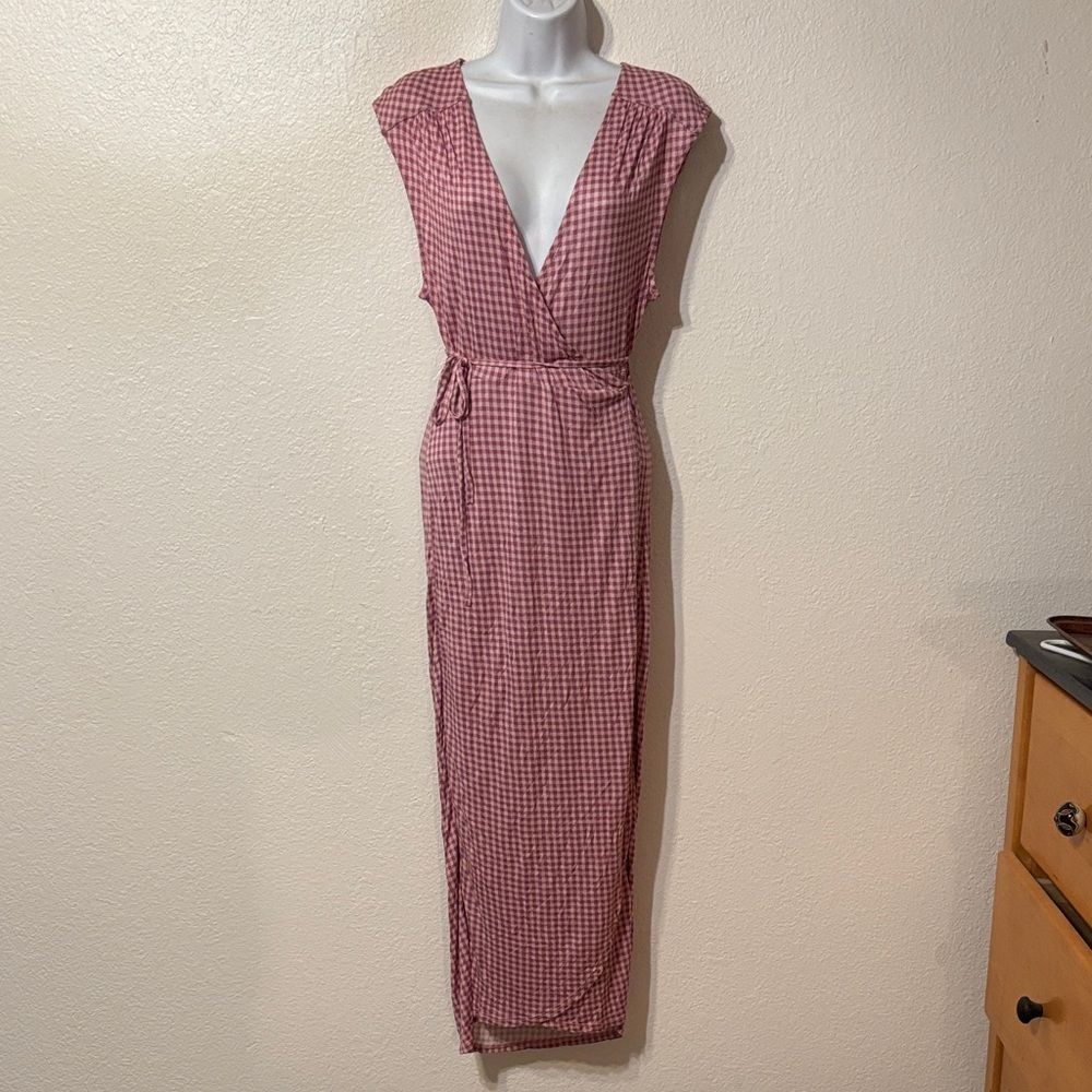 Urban Outfitters Gingham Midi Wrap Dress Small